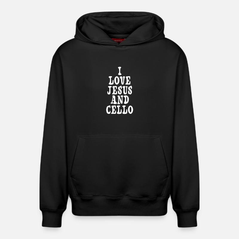 J'aime Jésus et le violoncelle - Sweat à capuche unisexe décontracté en coton biologique – de SPREAD - noir