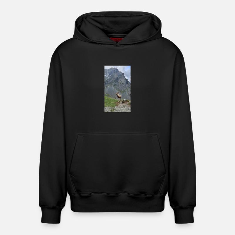 Steinbock - Relaxed Unisex Organic Hoodie – von SPREAD - Schwarz
