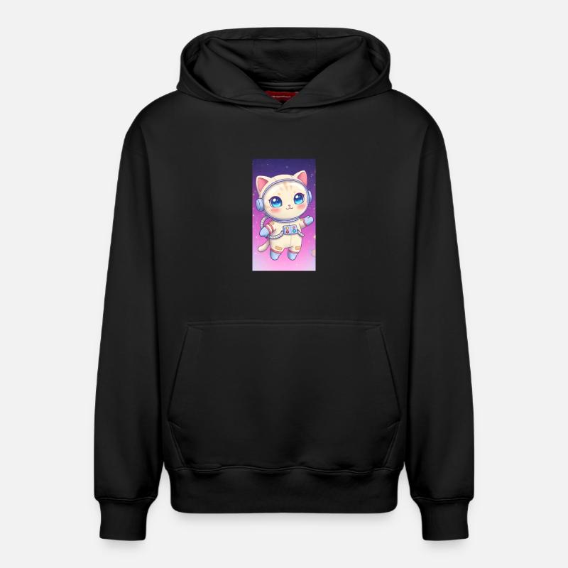 Chaton astronaute - Sweat à capuche unisexe décontracté en coton biologique – de SPREAD - noir