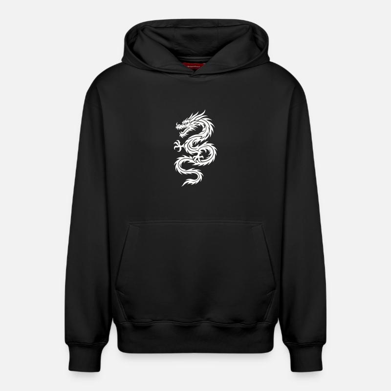 Tribal Dragon Silhouette - Sweat à capuche unisexe décontracté en coton biologique – de SPREAD - noir
