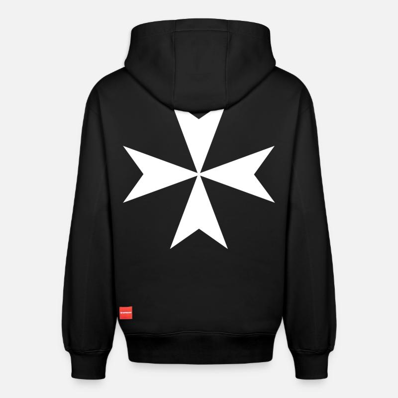 Croix de Malte - Sweat à capuche unisexe décontracté en coton biologique – de SPREAD - noir