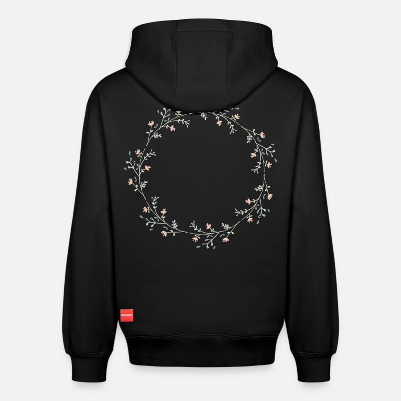 Fleurs - Sweat à capuche unisexe décontracté en coton biologique – de SPREAD - noir