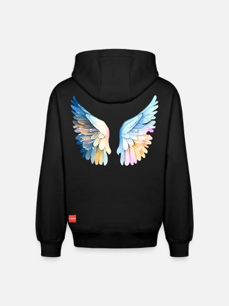 Ailes d'Ange Pastel Angelwings - Relaxed Unisex Organic Hoodie – by SPREAD - black