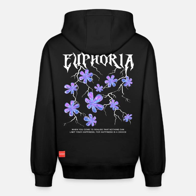 Euphorie Éclair Fleurs - Sweat à capuche unisexe décontracté en coton biologique – de SPREAD - noir