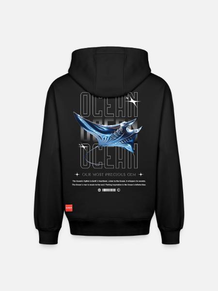 Ocean Manta Precious Treasure - Relaxed Unisex Organic Hoodie – by SPREAD - black