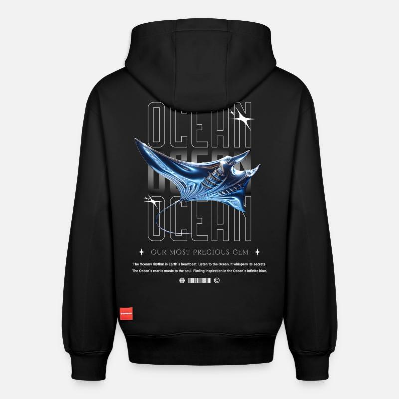 Ocean Manta Kostbarer Schatz - Relaxed Unisex Organic Hoodie – von SPREAD - Schwarz