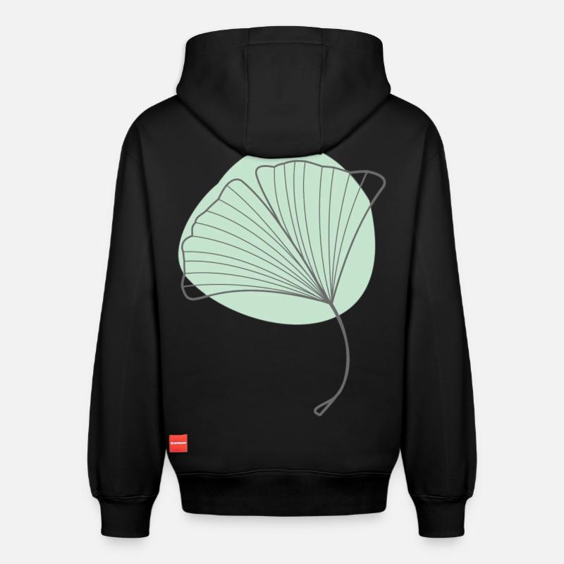 Ginkgo - Sweat à capuche unisexe décontracté en coton biologique – de SPREAD - noir