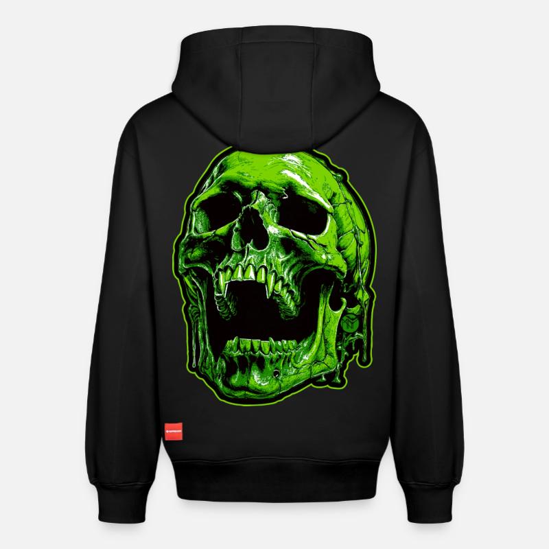 Crâne de vampire vert - Sweat à capuche unisexe décontracté en coton biologique – de SPREAD - noir