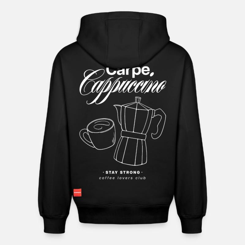 Carpe Cappuccino Design - Sweat à capuche unisexe décontracté en coton biologique – de SPREAD - noir