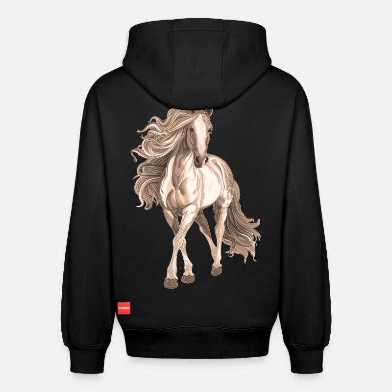 Motif cheval - Sweat à capuche unisexe décontracté en coton biologique – de SPREAD - noir