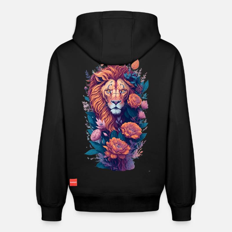 Lion - Sweat à capuche unisexe décontracté en coton biologique – de SPREAD - noir