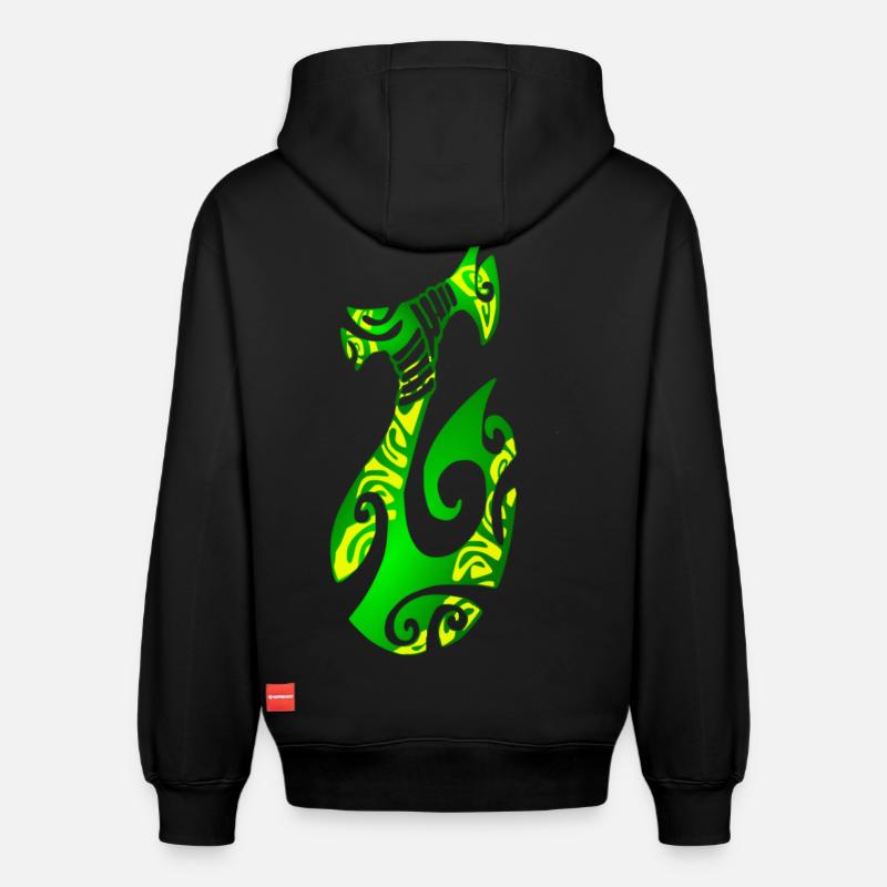 MATAU - Vert (hameçon polynésien) - Sweat à capuche unisexe décontracté en coton biologique – de SPREAD - noir