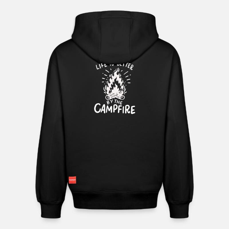 camping - Sweat à capuche unisexe décontracté en coton biologique – de SPREAD - noir