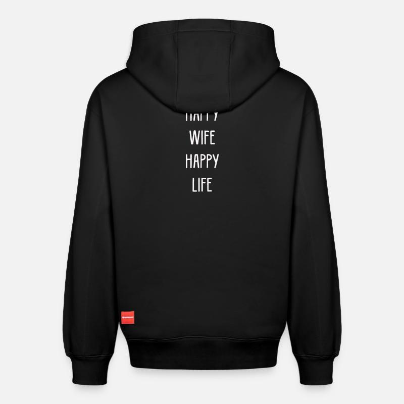 Femme heureuse - vie heureuse - Sweat à capuche unisexe décontracté en coton biologique – de SPREAD - noir