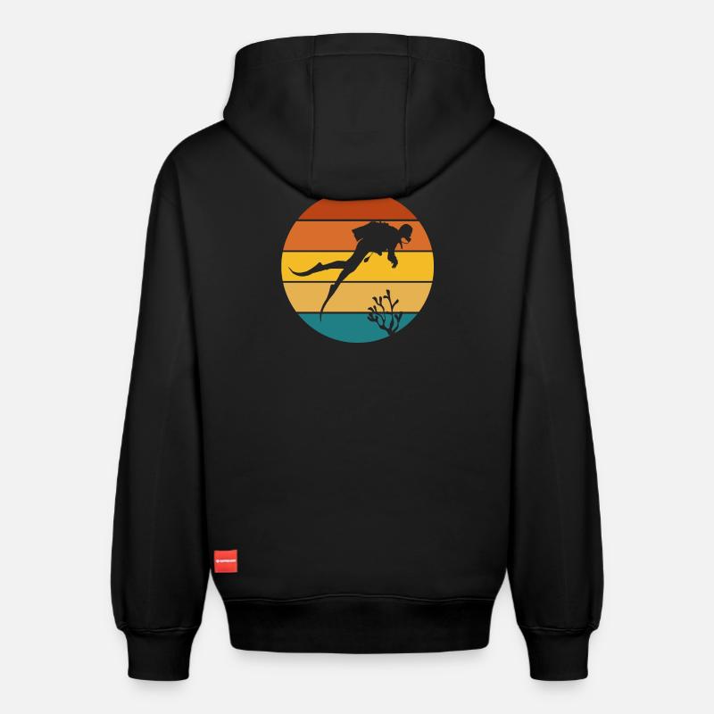 plongée sous marine, plongée - Sweat à capuche unisexe décontracté en coton biologique – de SPREAD - noir