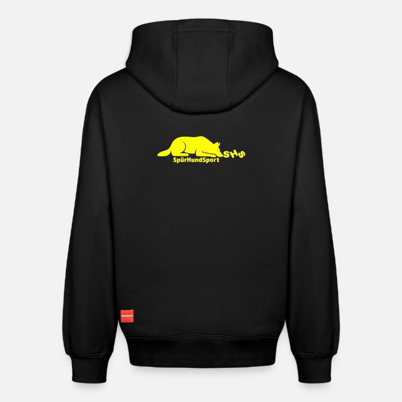 Logo SHS jaune - Sweat à capuche unisexe décontracté en coton biologique – de SPREAD - noir