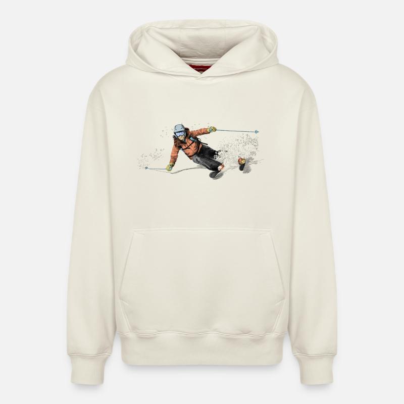 ski - Sweat à capuche unisexe décontracté en coton biologique – de SPREAD - blanc cassé