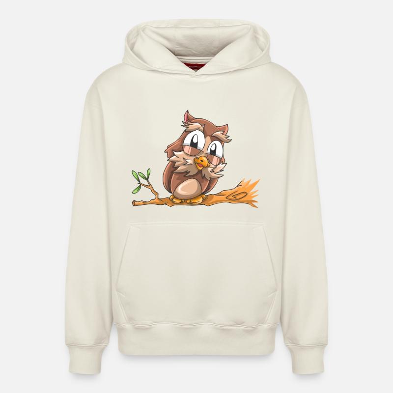 Lachende Eule - Relaxed Unisex Organic Hoodie – von SPREAD - Naturweiß