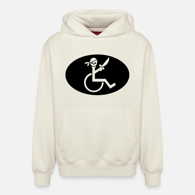 Pirate en fauteuil roulant # - Sweat à capuche unisexe décontracté en coton biologique – de SPREAD - blanc cassé