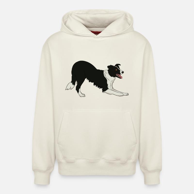 Border Collie - Sweat à capuche unisexe décontracté en coton biologique – de SPREAD - blanc cassé