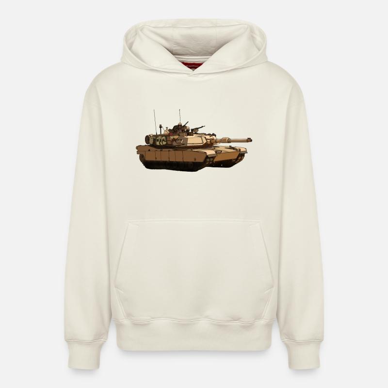 M1 Abrams - Sweat à capuche unisexe décontracté en coton biologique – de SPREAD - blanc cassé