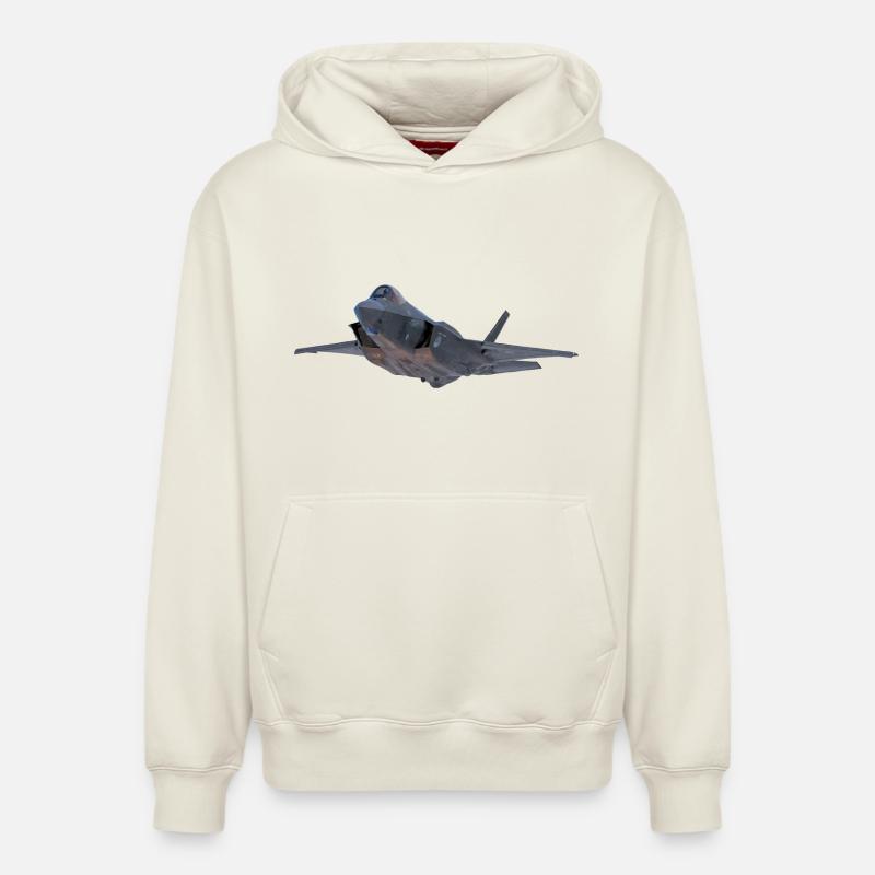 F-35 - Sweat à capuche unisexe décontracté en coton biologique – de SPREAD - blanc cassé