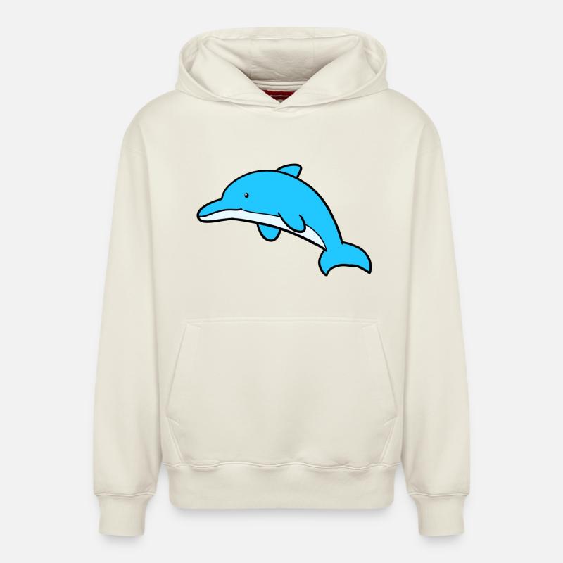 Dauphin mignon - Sweat à capuche unisexe décontracté en coton biologique – de SPREAD - blanc cassé