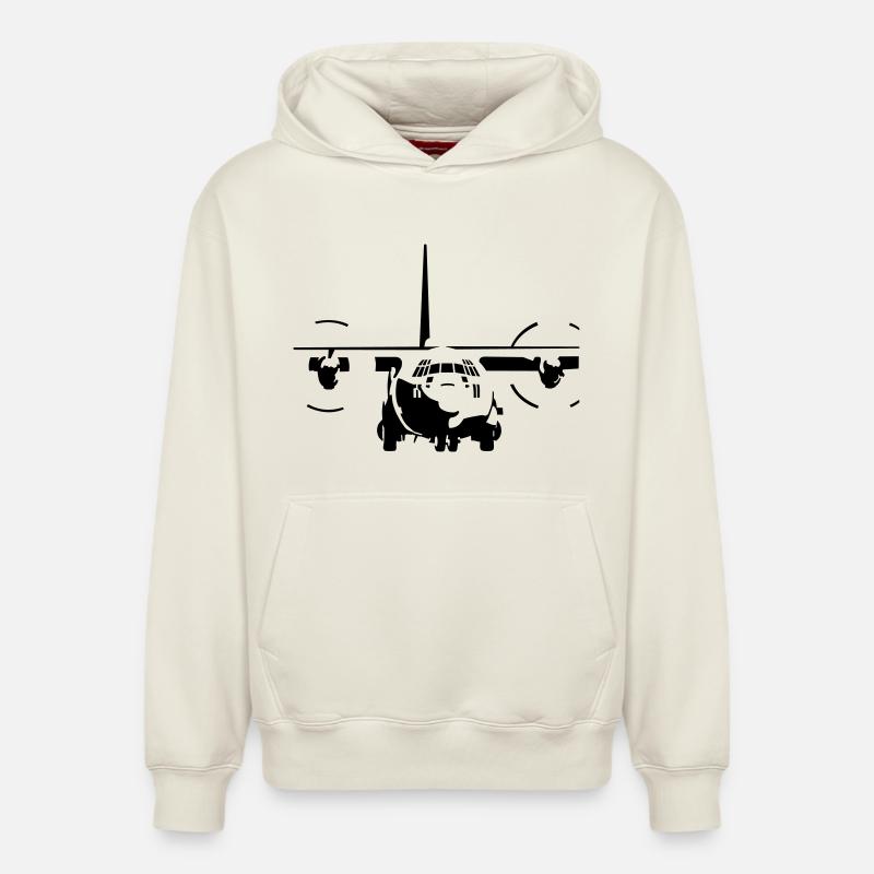 C-130 Hercules - Sweat à capuche unisexe décontracté en coton biologique – de SPREAD - blanc cassé