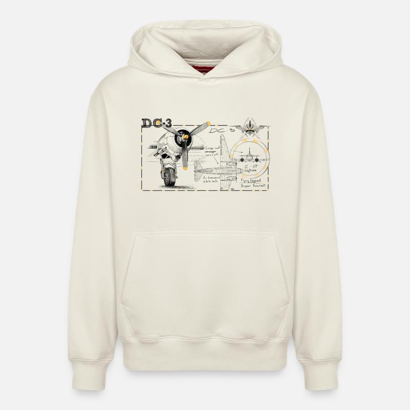 DC-3 - Sweat à capuche unisexe décontracté en coton biologique – de SPREAD - blanc cassé