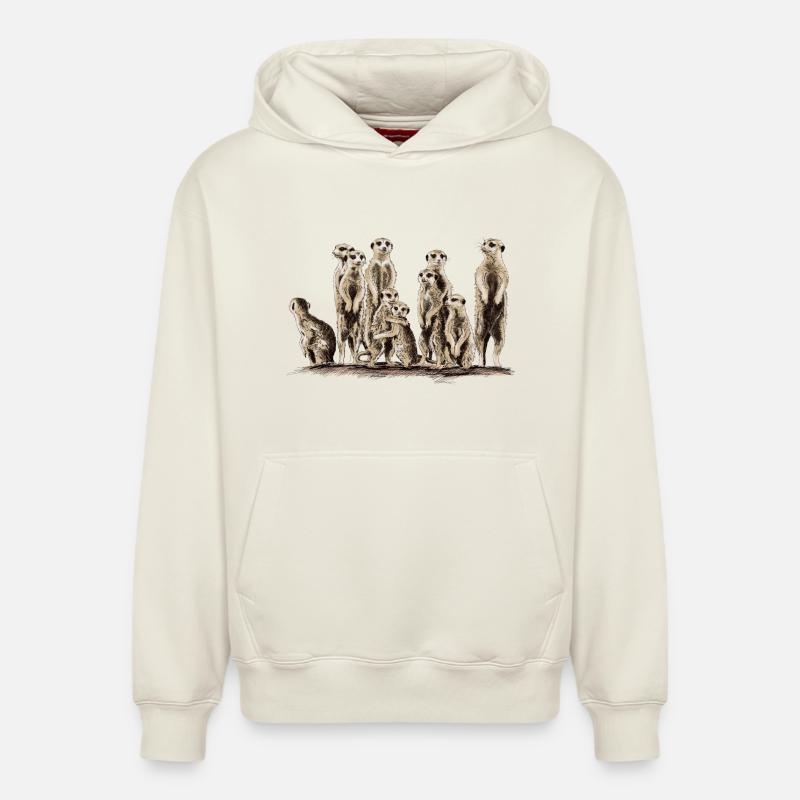 Meerkats - Sweat à capuche unisexe décontracté en coton biologique – de SPREAD - blanc cassé