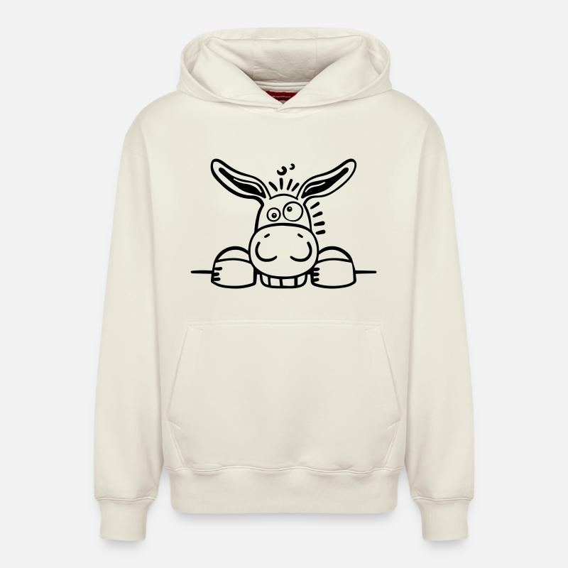 Curieux âne - Sweat à capuche unisexe décontracté en coton biologique – de SPREAD - blanc cassé