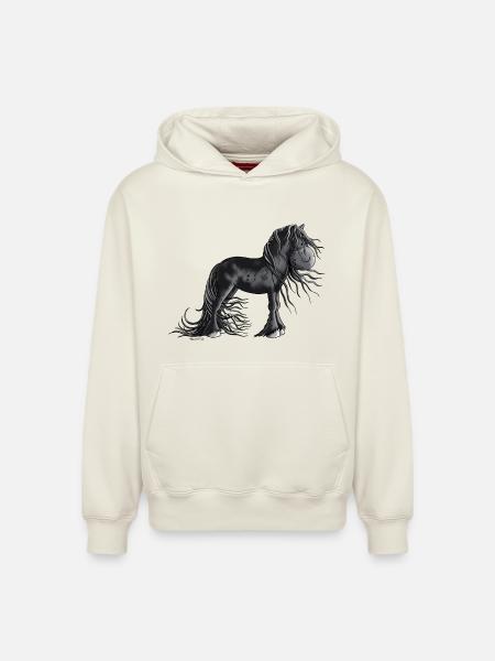 Sweet Friesian Horse - Relaxed Unisex Organic Hoodie – by SPREAD - off white