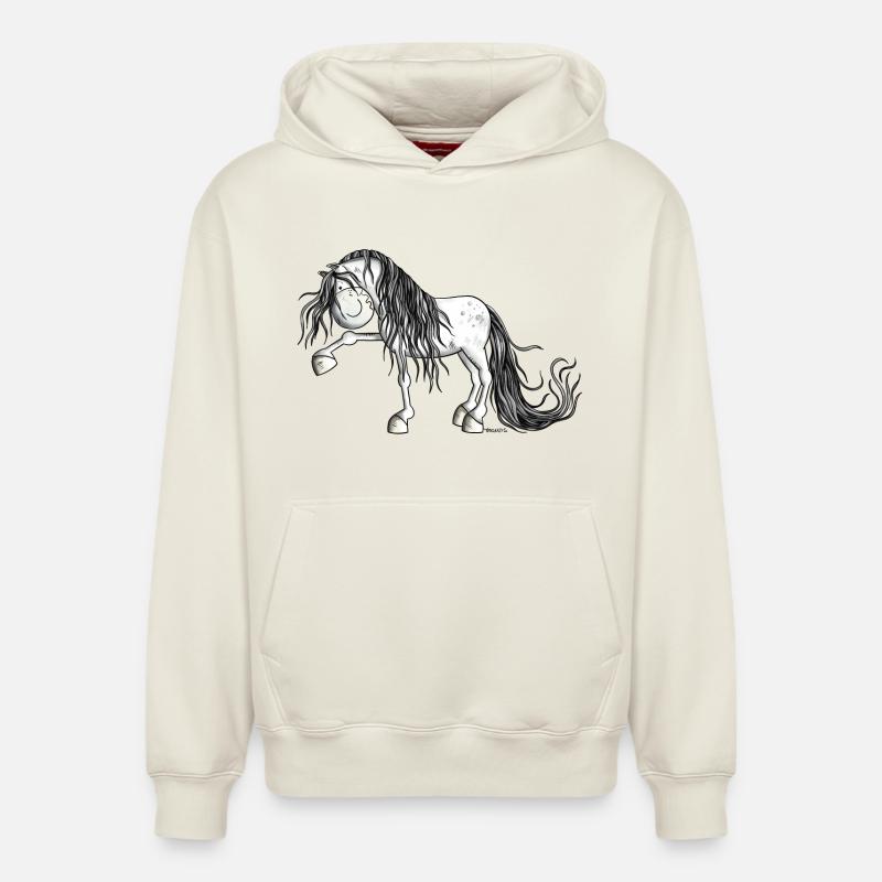 Andalusian Horse - Sweat à capuche unisexe décontracté en coton biologique – de SPREAD - blanc cassé
