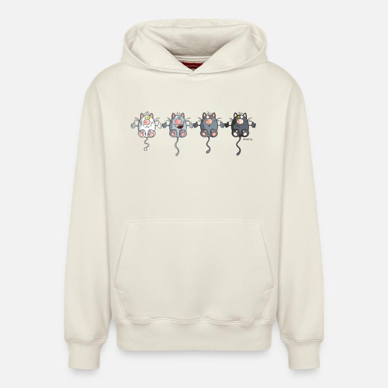 Mignon Chats - Sweat à capuche unisexe décontracté en coton biologique – de SPREAD - blanc cassé