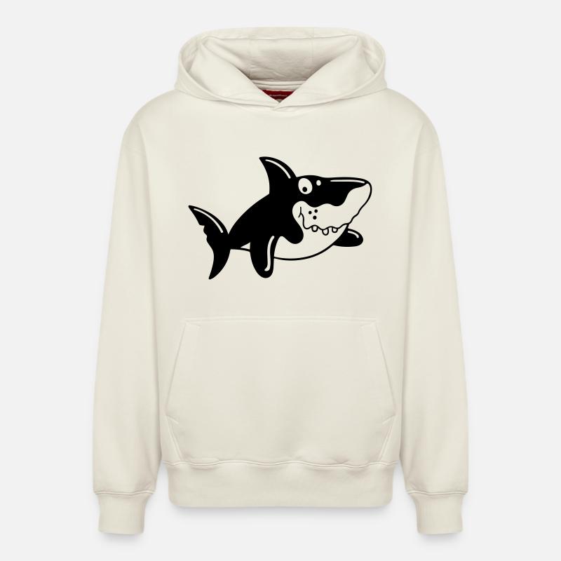 Requin comique - Sweat à capuche unisexe décontracté en coton biologique – de SPREAD - blanc cassé