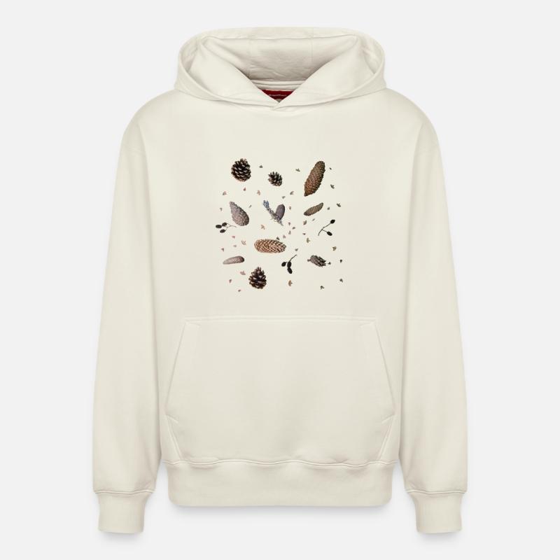 Cônes, botanique - Sweat à capuche unisexe décontracté en coton biologique – de SPREAD - blanc cassé