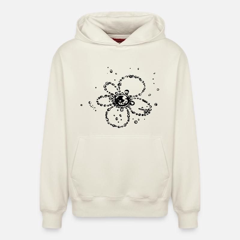 Fleur de gouttes d'eau - Sweat à capuche unisexe décontracté en coton biologique – de SPREAD - blanc cassé
