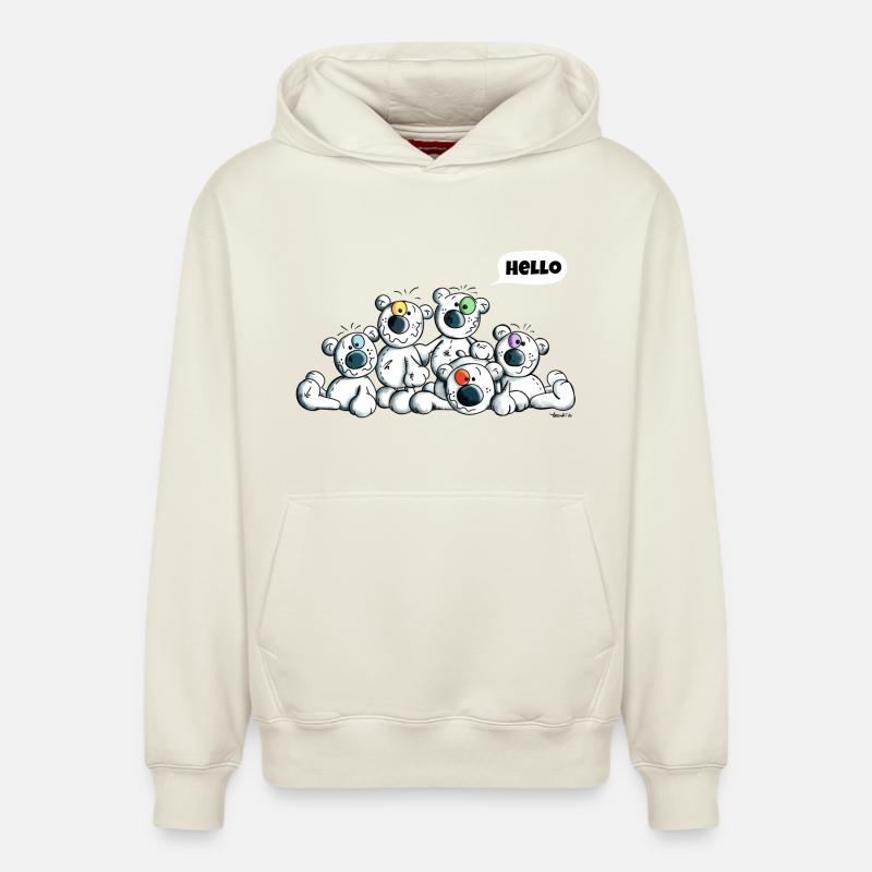 Mignon Ours - Sweat à capuche unisexe décontracté en coton biologique – de SPREAD - blanc cassé