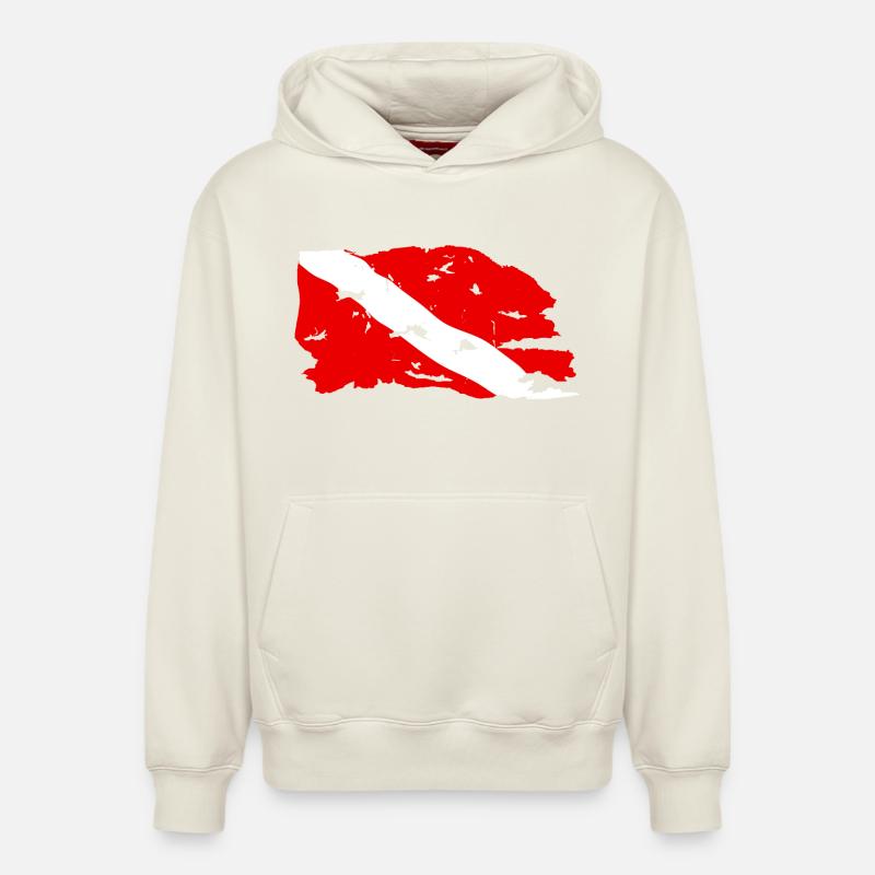 Drapeau Plongée Usé - Sweat à capuche unisexe décontracté en coton biologique – de SPREAD - blanc cassé