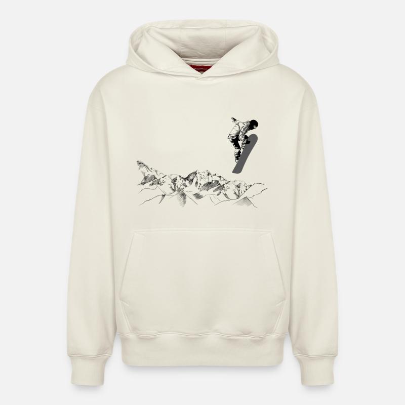 snowboarders - Sweat à capuche unisexe décontracté en coton biologique – de SPREAD - blanc cassé