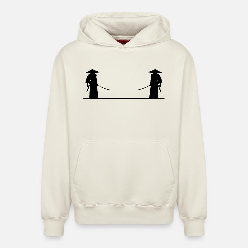 Bataille de samouraï - Sweat à capuche unisexe décontracté en coton biologique – de SPREAD - blanc cassé