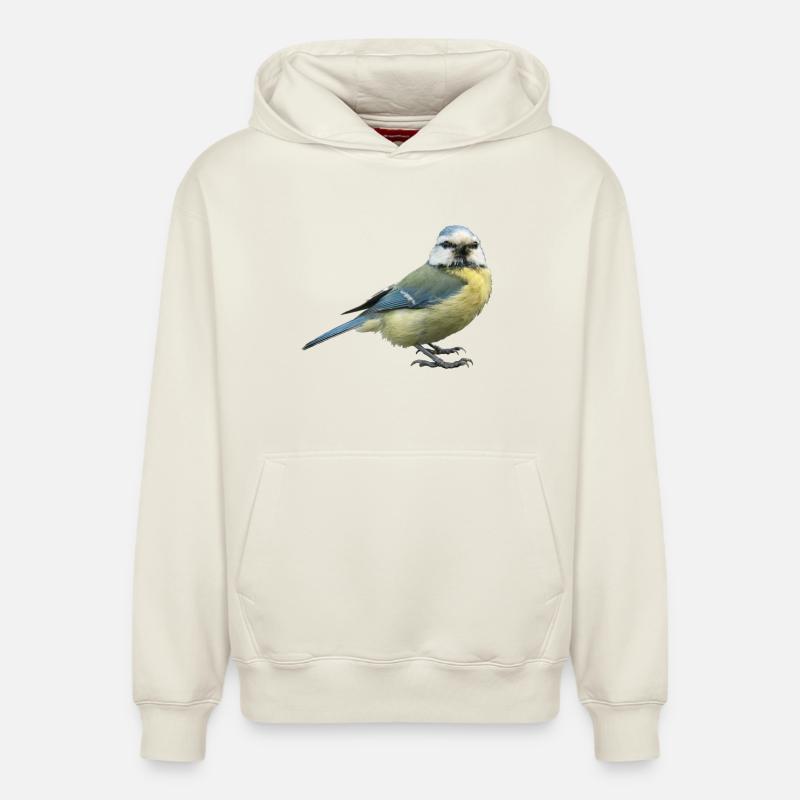 Bleu oiseau - Sweat à capuche unisexe décontracté en coton biologique – de SPREAD - blanc cassé