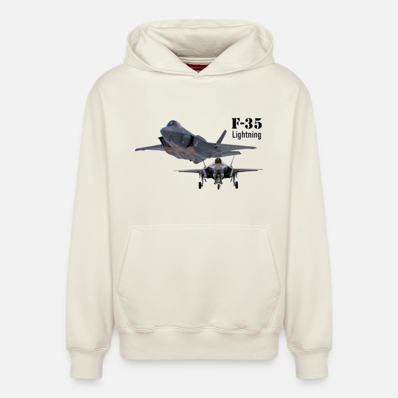 F-35 - Sweat à capuche unisexe décontracté en coton biologique – de SPREAD - blanc cassé
