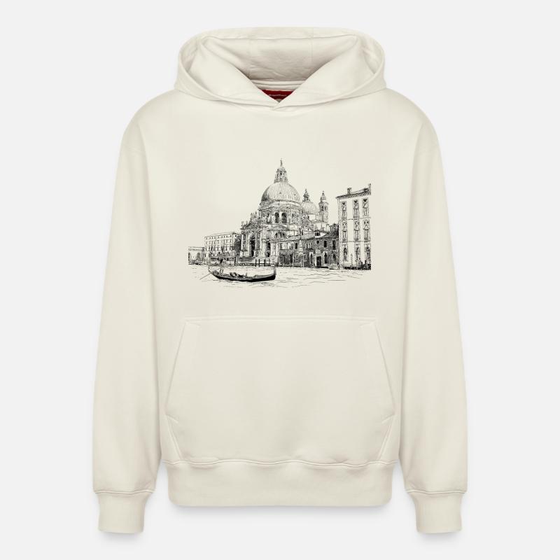 Venise - Sweat à capuche unisexe décontracté en coton biologique – de SPREAD - blanc cassé
