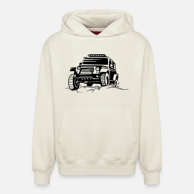 Silhouettes de SUV - Sweat à capuche unisexe décontracté en coton biologique – de SPREAD - blanc cassé