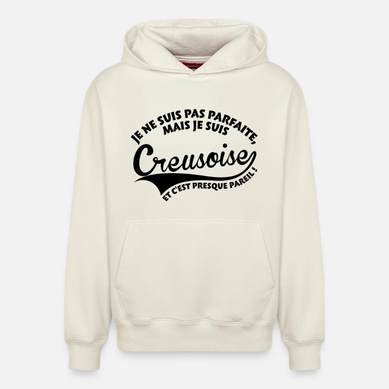 Parfaite Creusoise - Sweat à capuche unisexe décontracté en coton biologique – de SPREAD - blanc cassé
