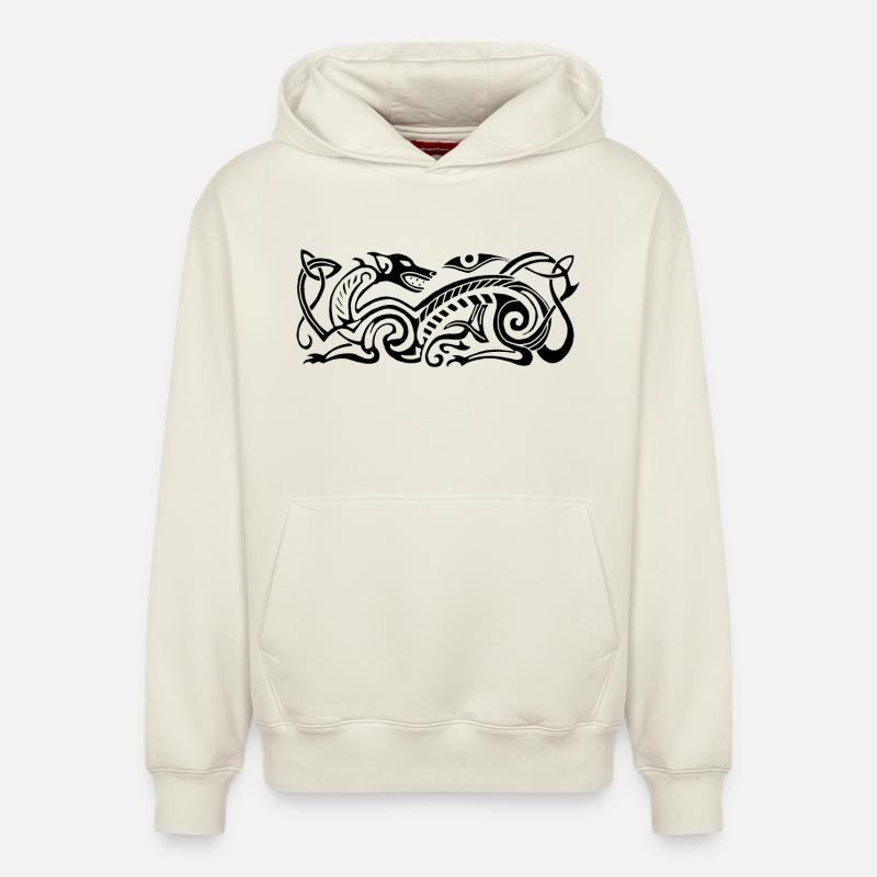 Chien de chasse celte (noir) - Sweat à capuche unisexe décontracté en coton biologique – de SPREAD - blanc cassé