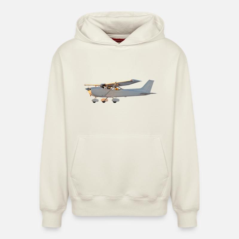 Cessna - Sweat à capuche unisexe décontracté en coton biologique – de SPREAD - blanc cassé