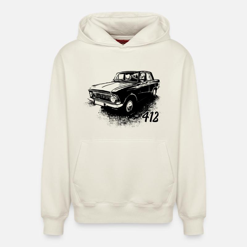moskvitch 412 - Sweat à capuche unisexe décontracté en coton biologique – de SPREAD - blanc cassé