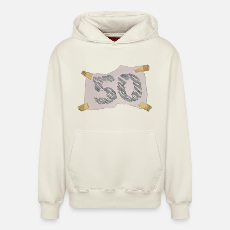 50e anniversaire - Sweat à capuche unisexe décontracté en coton biologique – de SPREAD - blanc cassé